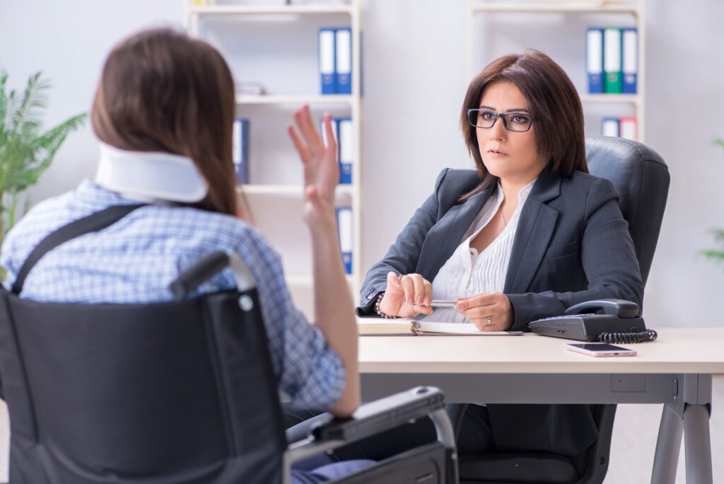 Lawyer meeting a client during an office consultation